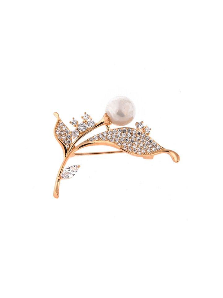 AD / CZ Brooch in White color and Gold finish - CNB4607