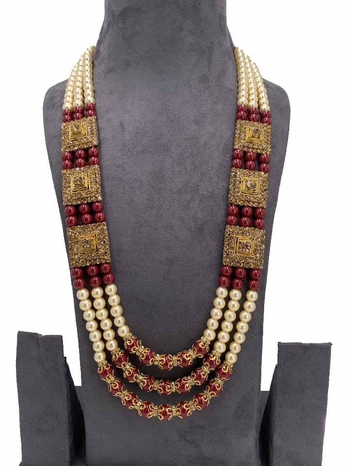 Antique Mala Set in Ruby, Antique color and Gold finish - CNB5633