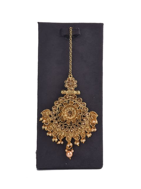 Traditional Maang Tikka in Oxidised Gold finish - CNB6300