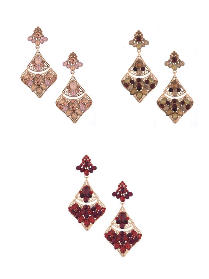 Setting Stone Long Earrings in Assorted color - CNB15027