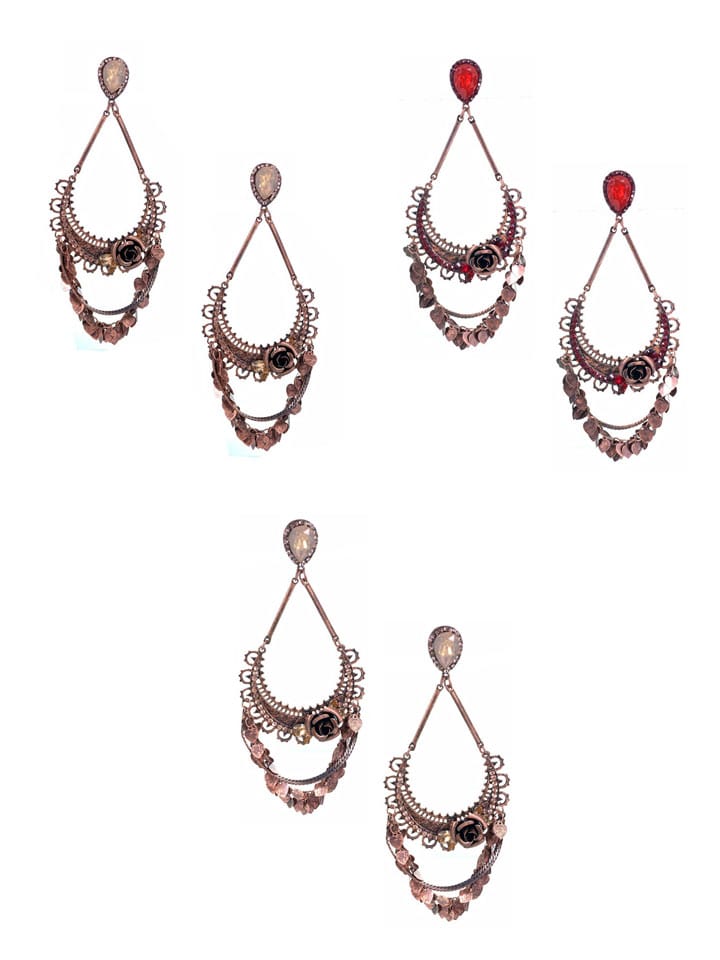 Setting Stone Long Earrings in Assorted color - CNB15065