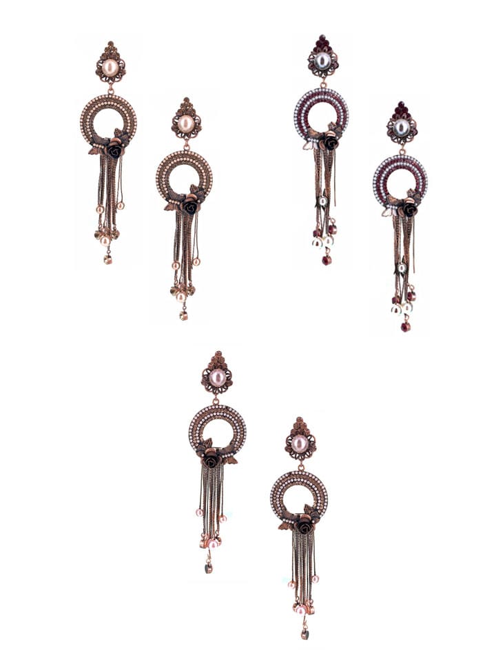 Setting Stone Long Earrings in Assorted color - CNB15066