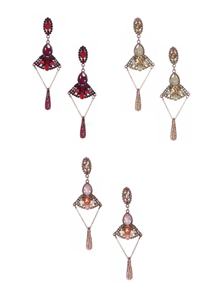 Setting Stone Long Earrings in Assorted color - CNB15068