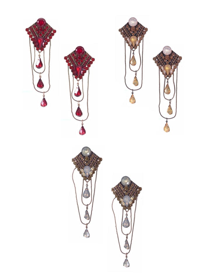 Setting Stone Long Earrings in Assorted color - CNB15069