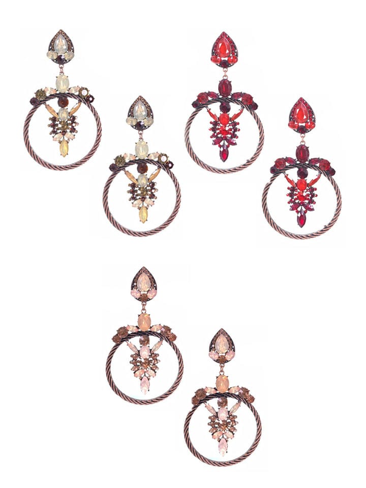 Setting Stone Long Earrings in Assorted color - CNB15071