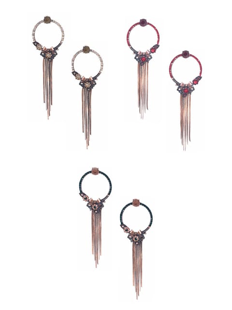 Setting Stone Long Earrings in Assorted color - CNB15070