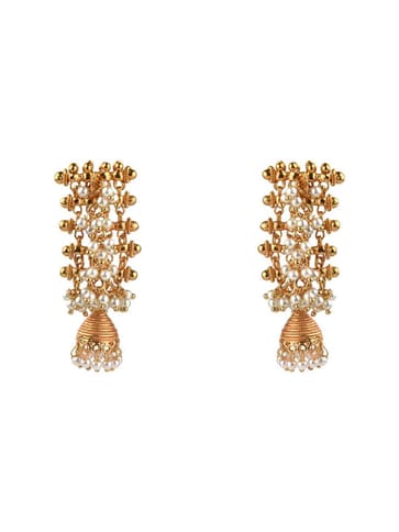 Antique Jhumka Earrings in Gold finish - CNB15462