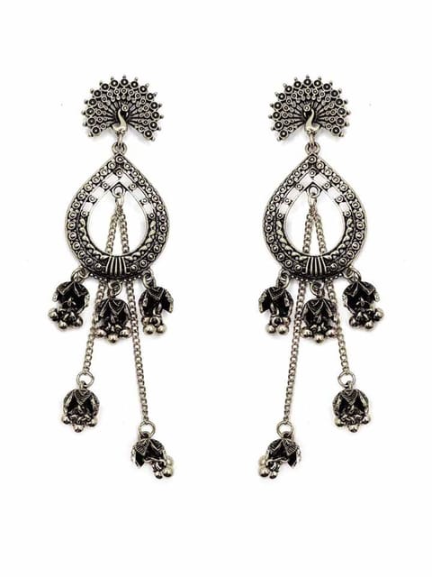 Jhumka Earrings in Oxidised Silver finish - CNB15457