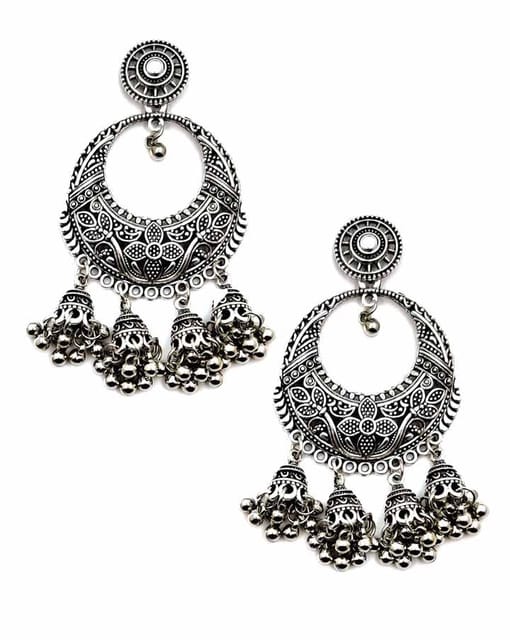 Jhumka Earrings in Oxidised Silver finish - CNB15443
