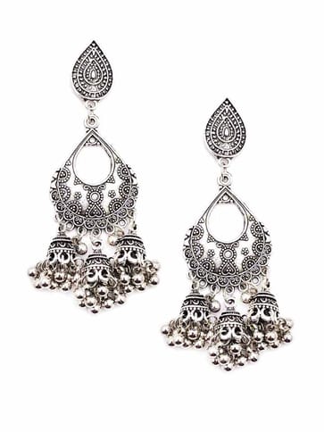 Jhumka Earrings in Oxidised Silver finish - CNB15446