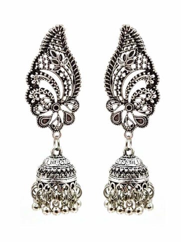 Jhumka Earrings in Oxidised Silver finish - CNB15441