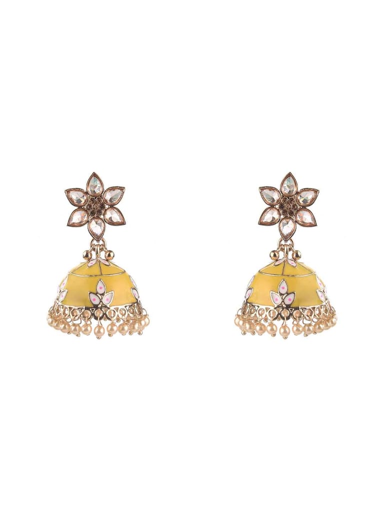 Reverse AD Jhumka Earrings in Assorted color - CNB9587