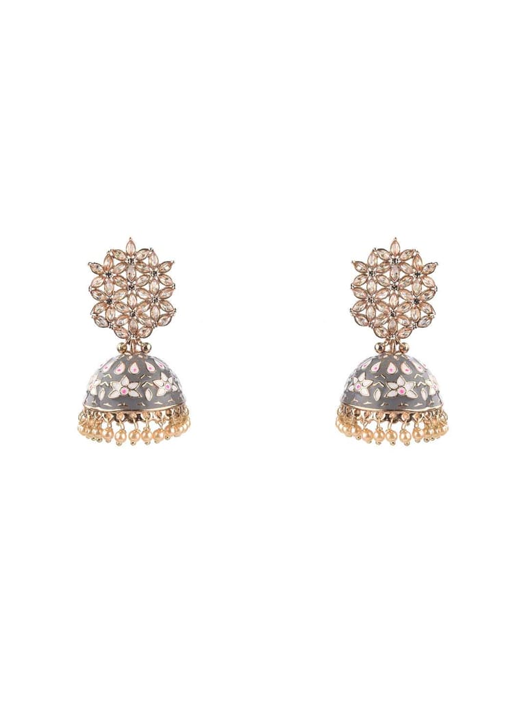Reverse AD Jhumka Earrings in Assorted color - CNB9591