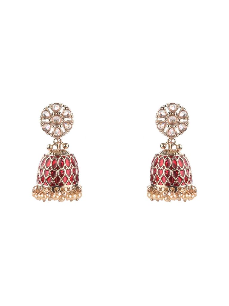 Reverse AD Jhumka Earrings in Assorted color - CNB9593