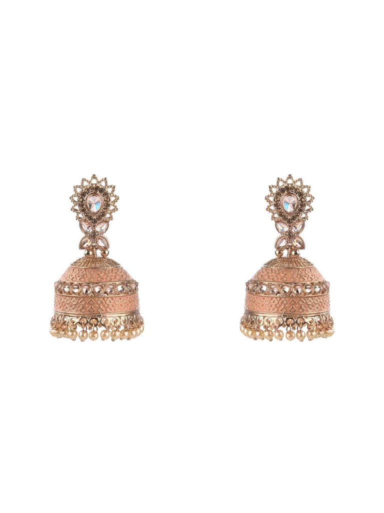 Reverse AD Jhumka Earrings in Assorted color - CNB9594