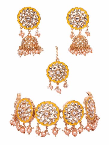 Kundan Choker Necklace Set in Gold finish - CNB9430