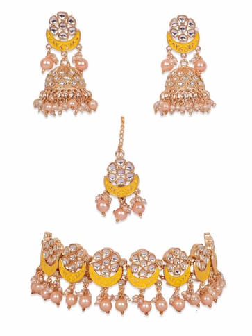 Kundan Choker Necklace Set in Gold finish - CNB9494