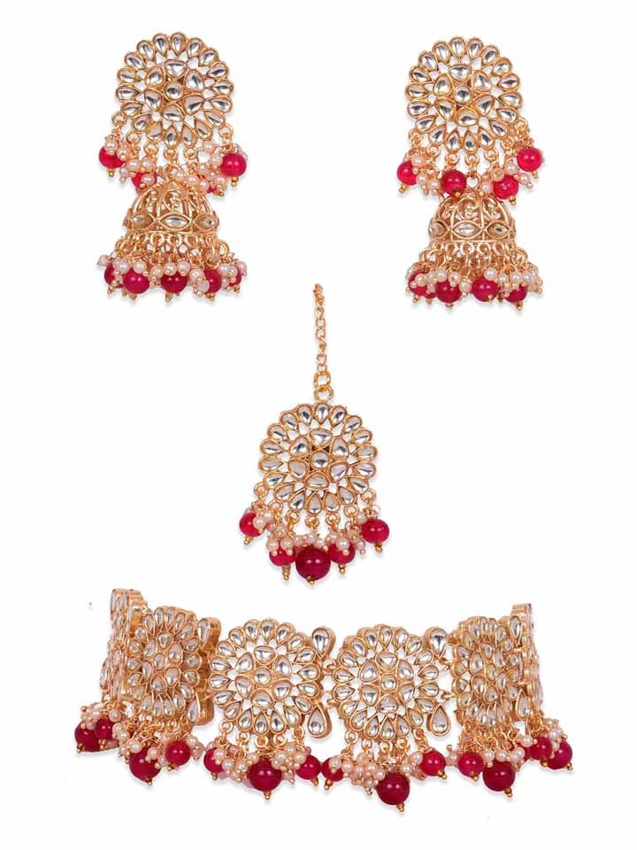 Kundan Choker Necklace Set in Gold finish - CNB9509