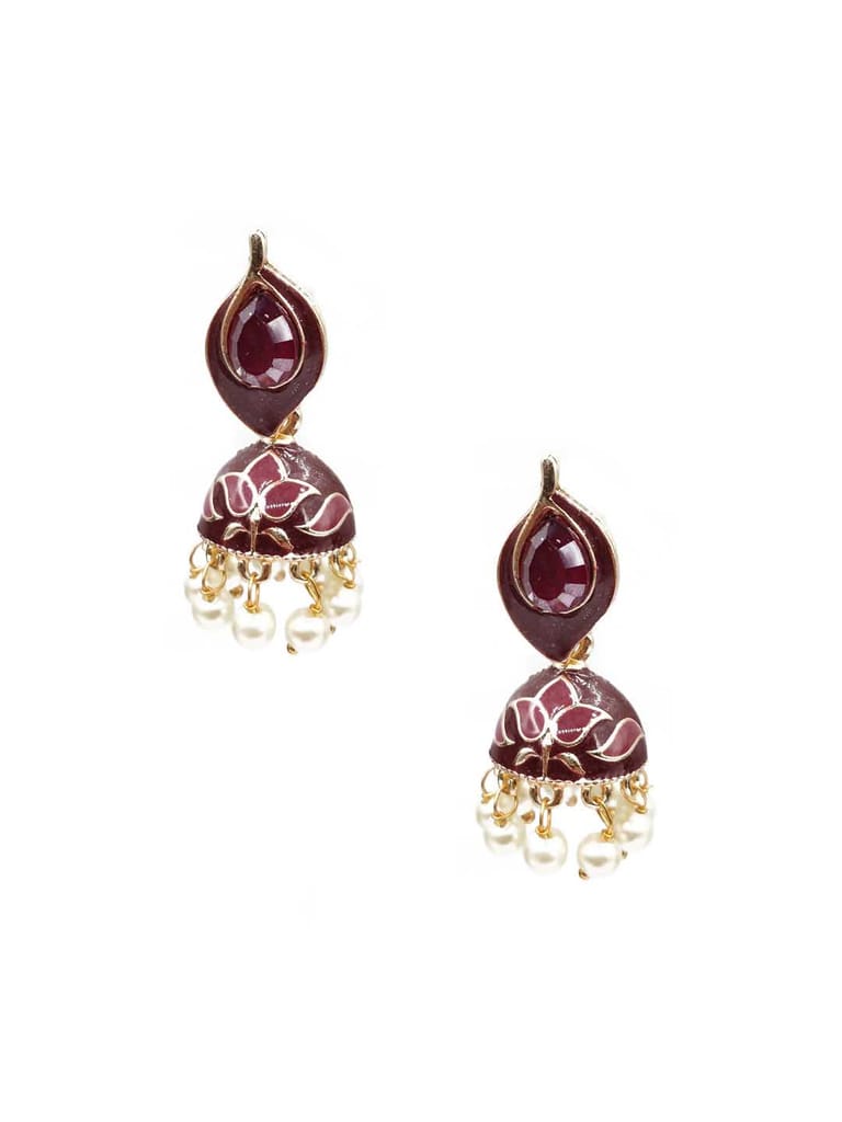 Meenakari Jhumka Earrings in Assorted color - CNB9806