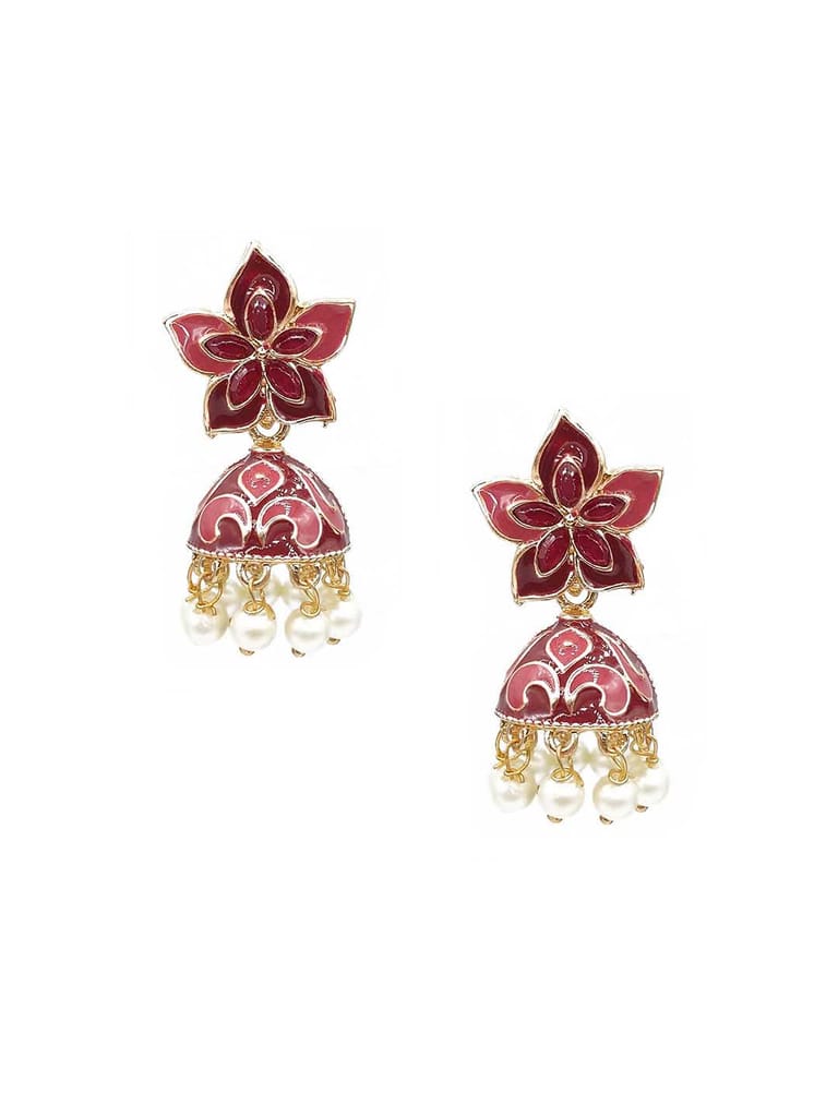Meenakari Jhumka Earrings in Assorted color - CNB9816