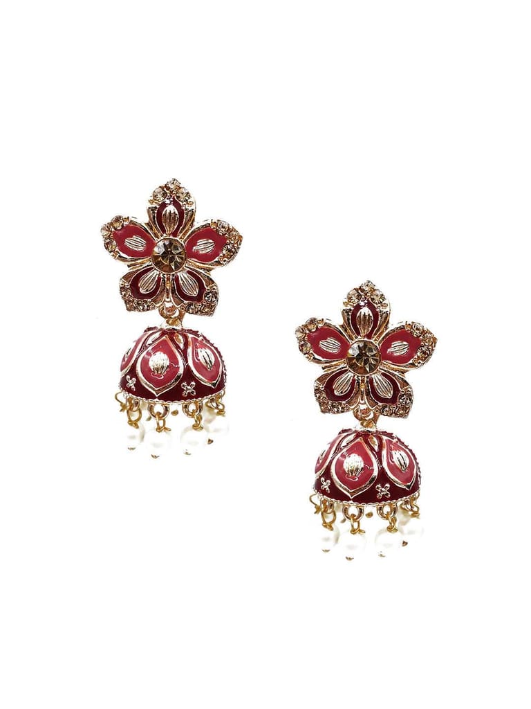 Meenakari Jhumka Earrings in Assorted color - CNB9838