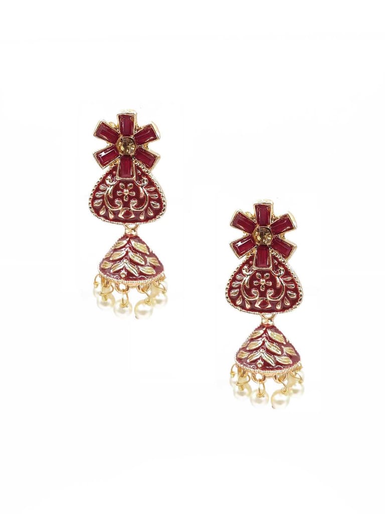 Meenakari Jhumka Earrings in Assorted color - CNB9847