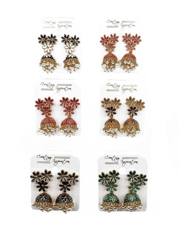 Meenakari Jhumka Earrings in Assorted color - CNB9853