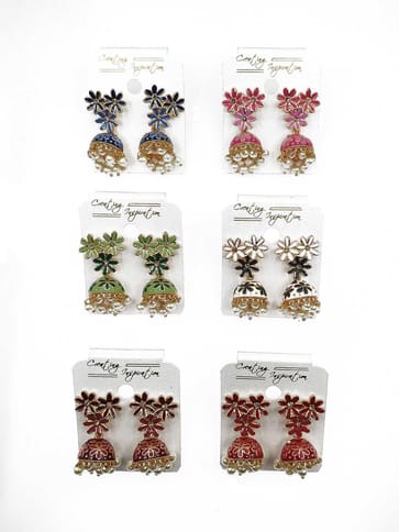 Meenakari Jhumka Earrings in Assorted color - CNB9852