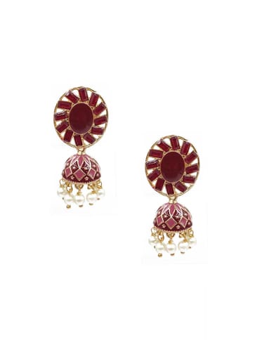 Meenakari Jhumka Earrings in Assorted color - CNB9855