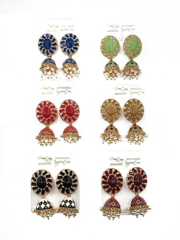 Meenakari Jhumka Earrings in Assorted color - CNB9855