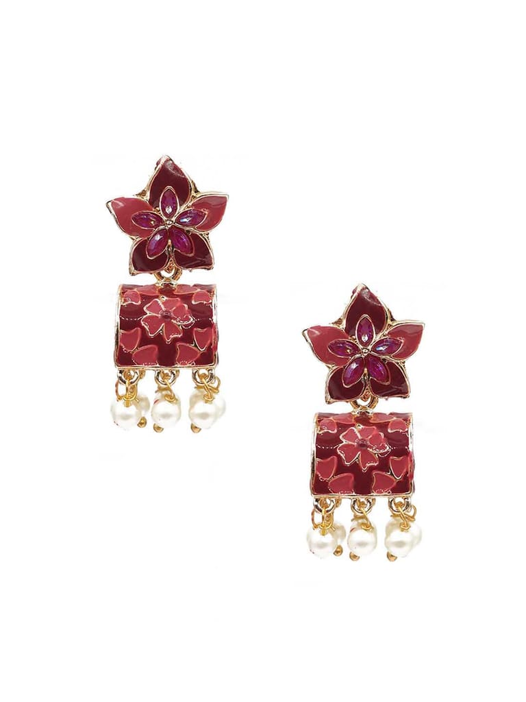 Meenakari Jhumka Earrings in Assorted color - CNB9861