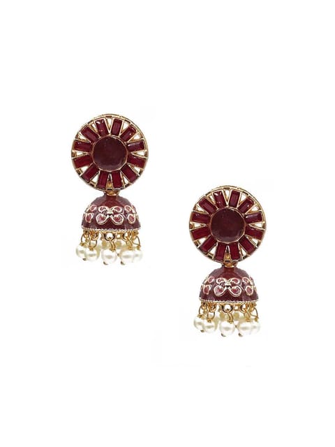 Meenakari Jhumka Earrings in Assorted color - CNB9865