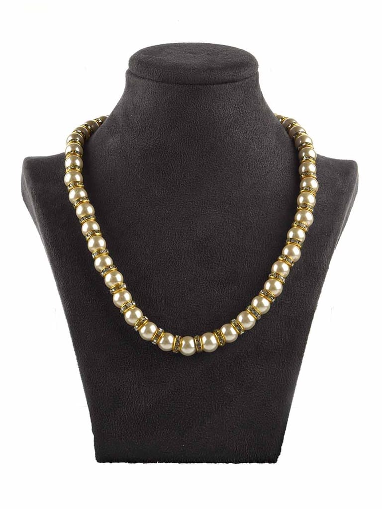 Traditional Mala in White color and Gold finish - CNB9551