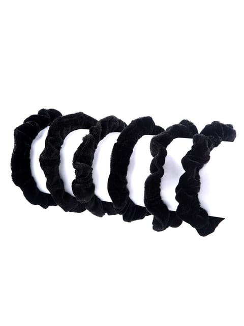 Plain Velvet Rubber Bands in Black color - CNB9940