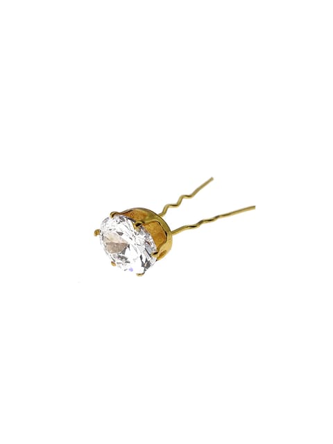 Fancy U Pin in White color and Gold finish - CNB10179