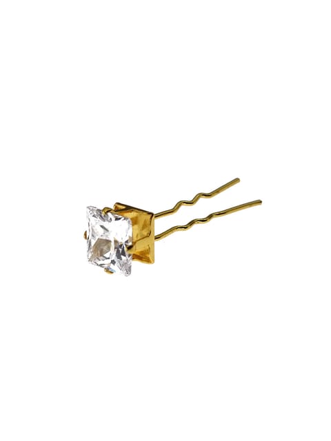 Fancy U Pin in White color and Gold finish - CNB10191