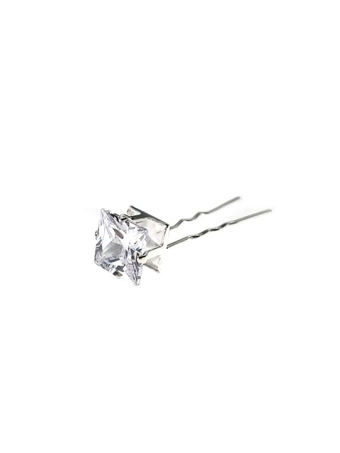 Fancy U Pin in White color and Rhodium finish - CNB10192