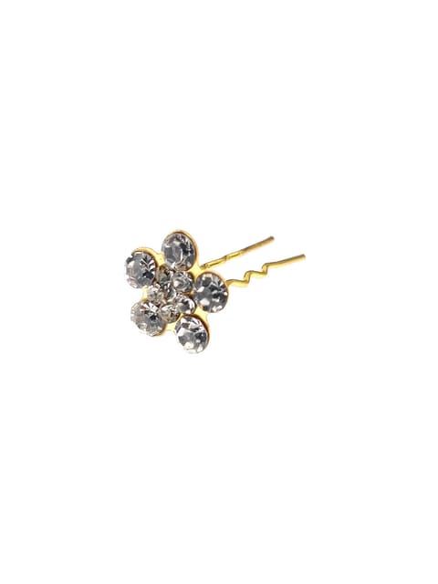 Fancy U Pin in White color and Gold finish - CNB10208