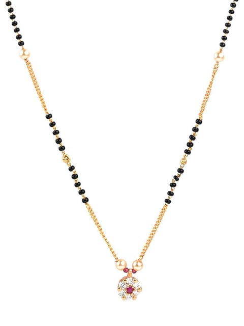 AD / CZ Single Line Mangalsutra in Gold finish - CNB10323