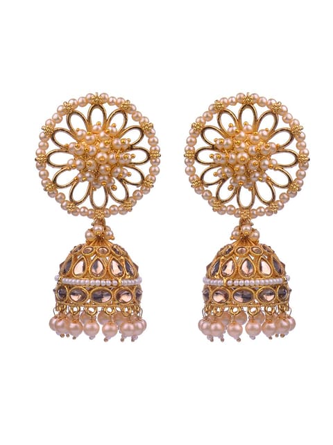 Antique Jhumka Earrings in Gold finish - CNB16219