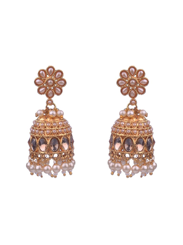 Antique Jhumka Earrings in Gold finish - CNB16222