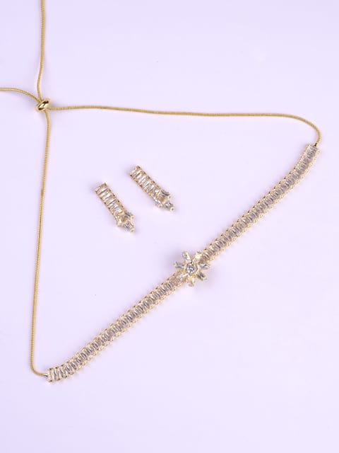Setting Stone Choker Necklace Set in White color - CNB8609