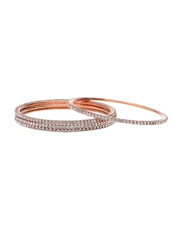 Stone Bangles in Rose Gold finish (6 No) - RHB6ROSWH