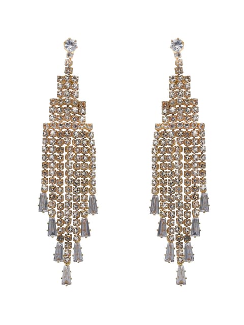 AD / CZ Long Earrings in Gold finish - CNB6162