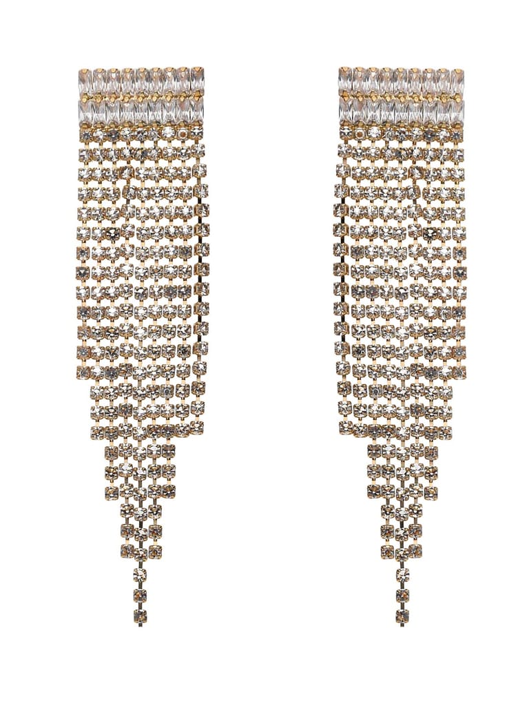 AD / CZ Long Earrings in Gold finish - CNB6178