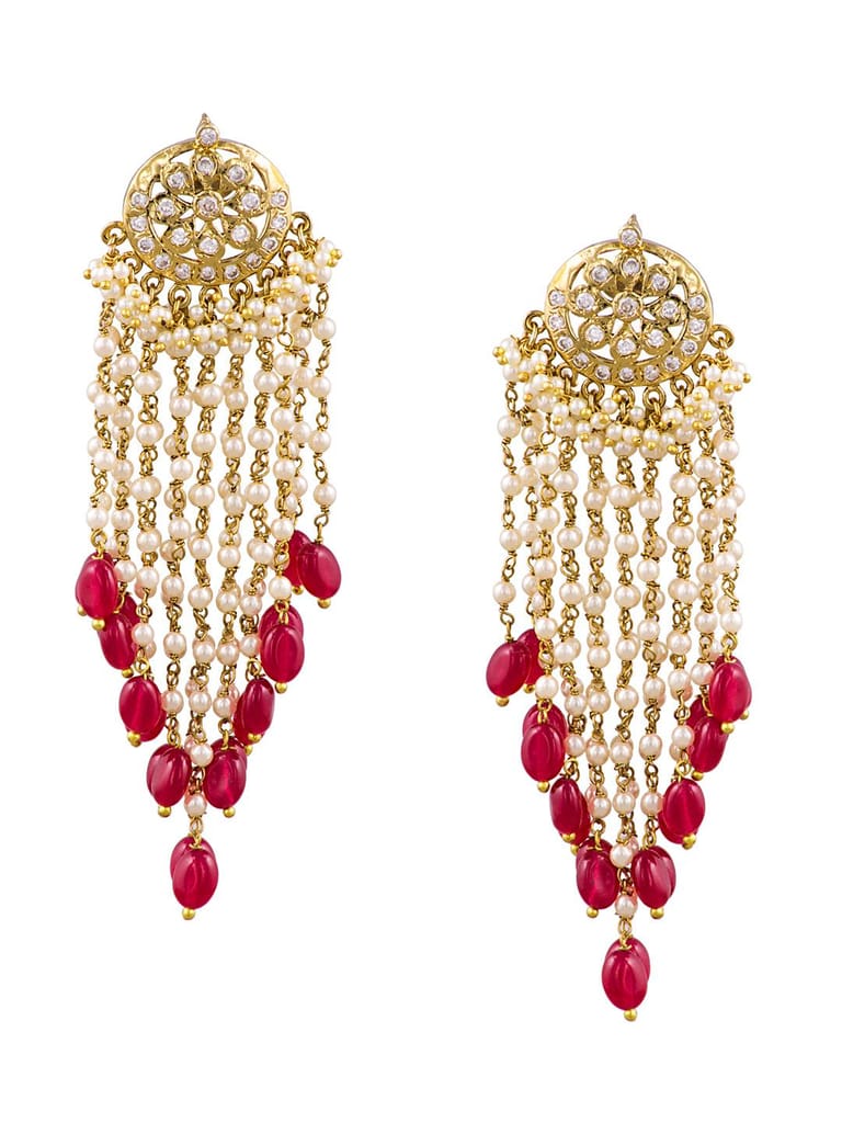 Traditional Long Earrings in Gold finish - MT283