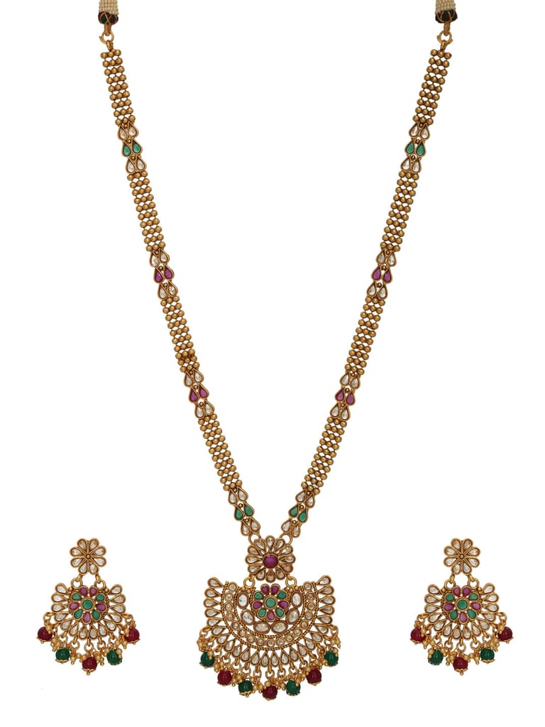 Antique Gold Long Necklace Set - CNB1189