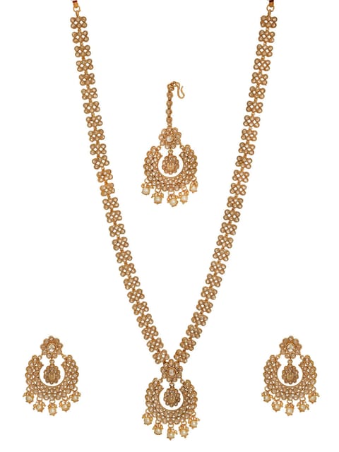Antique Gold Long Necklace Set - CNB1249