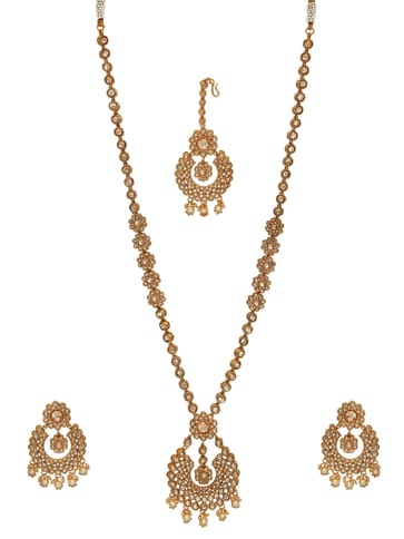 Antique Gold Long Necklace Set - CNB1271
