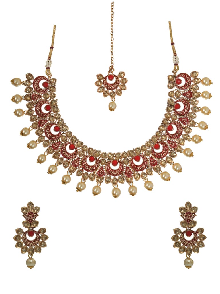 Antique Necklace Set in Gold finish - CNB6476